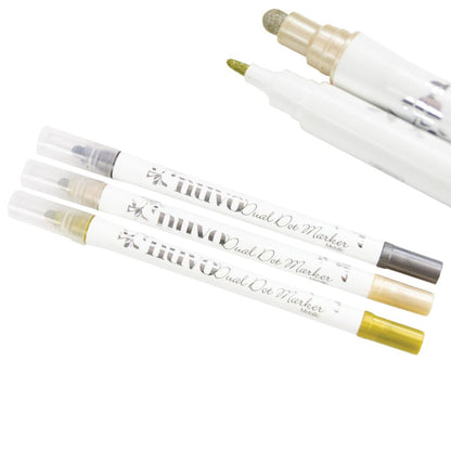 Metallic Dual Tip Dot Markers 3 / Plumones Metálicos Doble Punta Colores y Plumones Nuvo