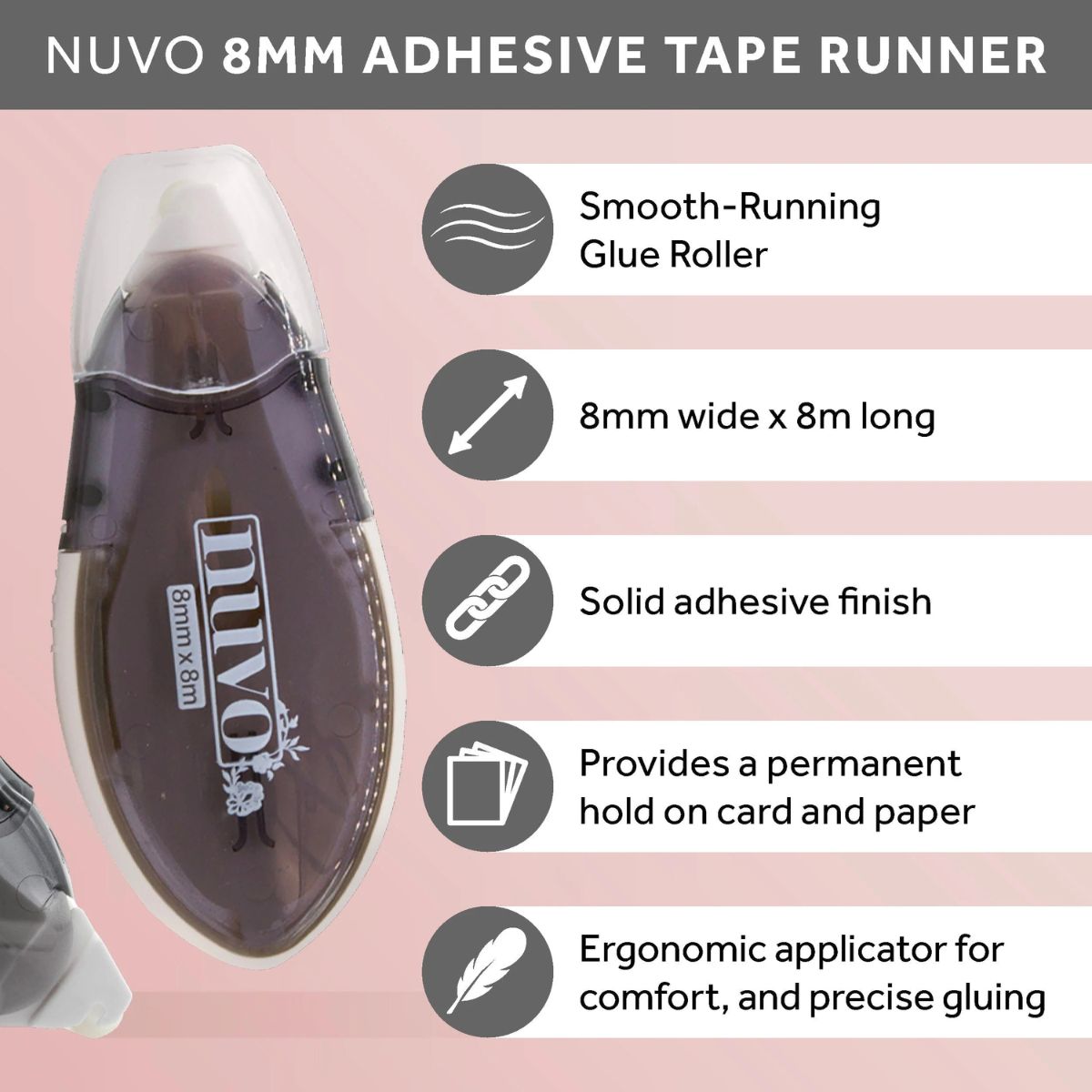 Maxi Adhesive Tape Runner / Cinta Adhesiva con Aplicador Adhesivos / Pegamentos Nuvo