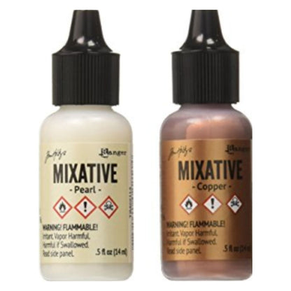 Tim Holtz Alcohol Ink Metallic Mixatives Pearl &amp; Copper / Tintas de Alcóhol para Acabados Metálicos Tintas Ranger