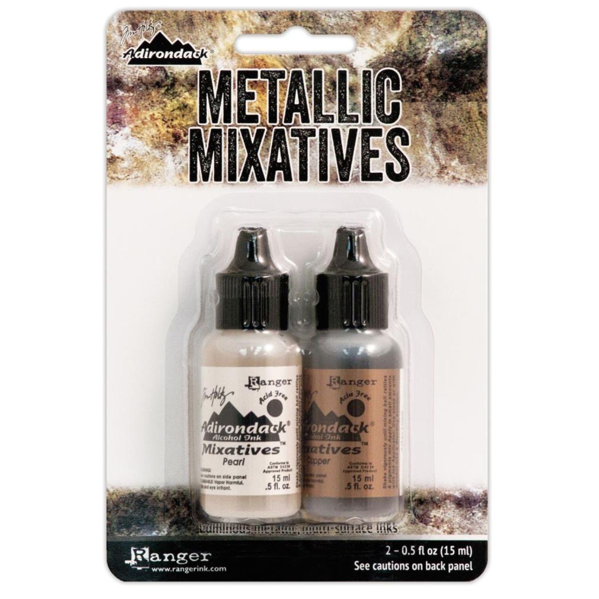 Tim Holtz Alcohol Ink Metallic Mixatives Pearl &amp; Copper / Tintas de Alcóhol para Acabados Metálicos Tintas Ranger