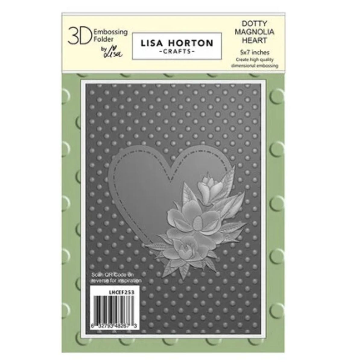 Dotty Magnolia Heart 3D Embossing Folder / Folder De Grabado 3D Corazon De Magnolia Con Puntos Folders de Grabado Lisa Horton Crafts