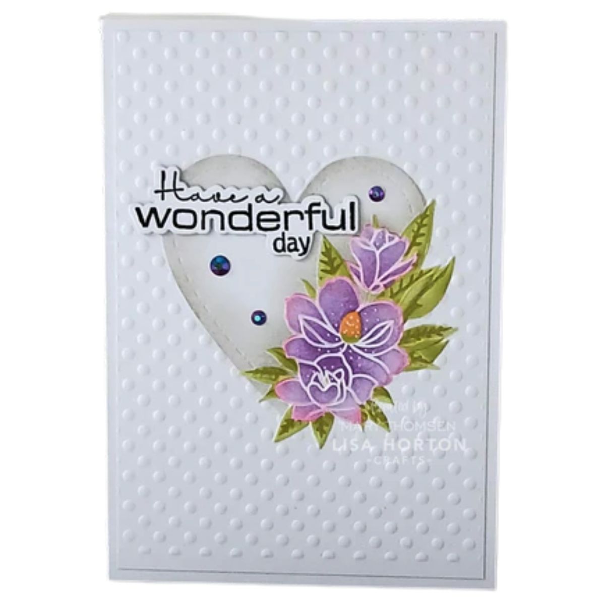 Dotty Magnolia Heart 3D Embossing Folder / Folder De Grabado 3D Corazon De Magnolia Con Puntos Folders de Grabado Lisa Horton Crafts