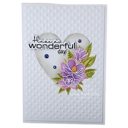Dotty Magnolia Heart 3D Embossing Folder / Folder De Grabado 3D Corazon De Magnolia Con Puntos Folders de Grabado Lisa Horton Crafts