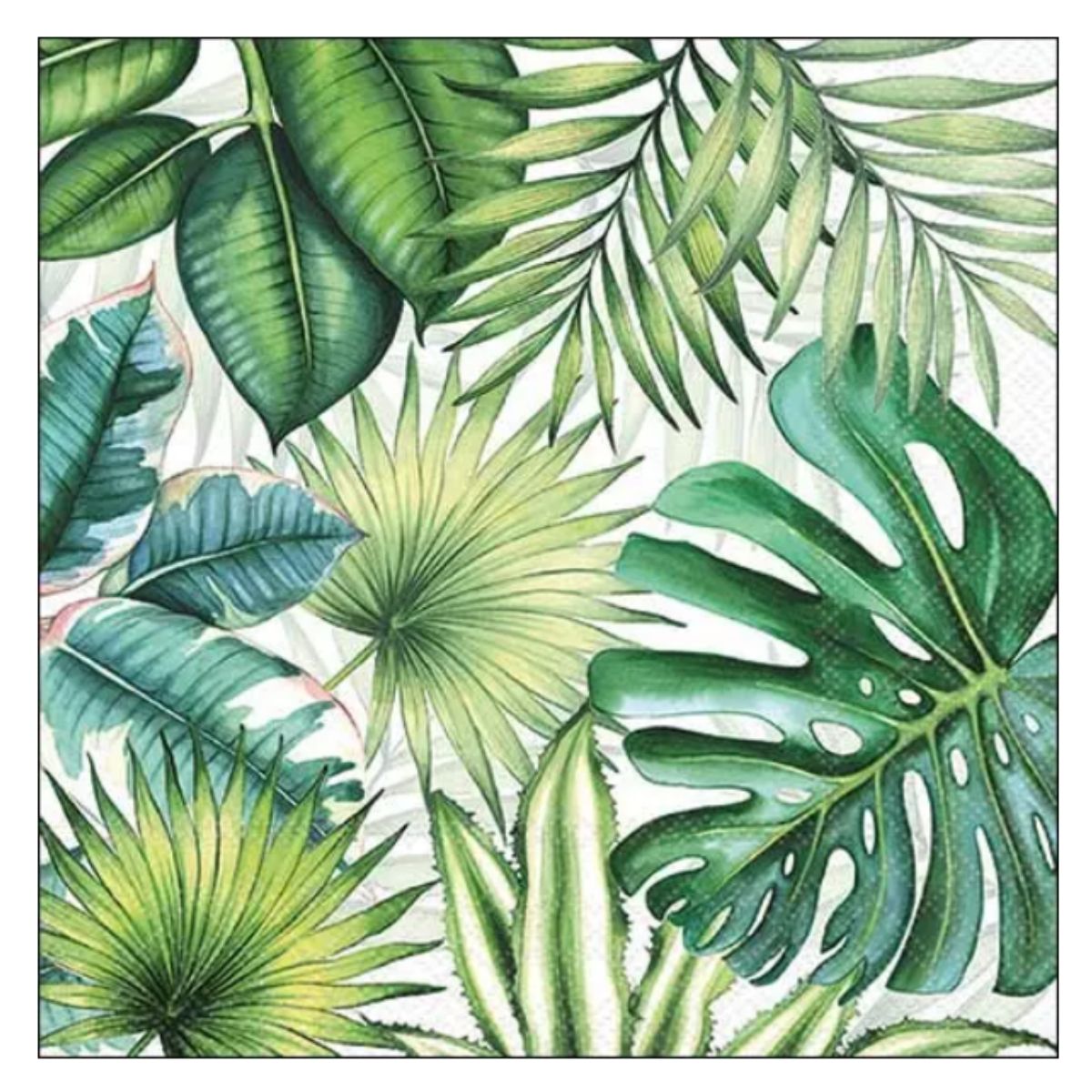 Servilleta de Papel Tropical Leaves White 
