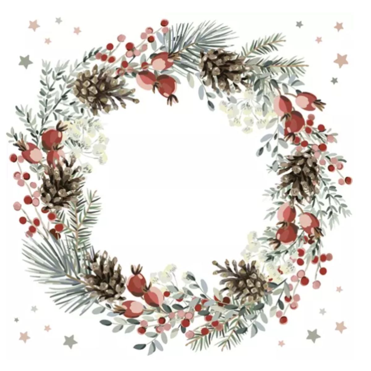 Servilleta de Papel Watercolour Wreath on White 