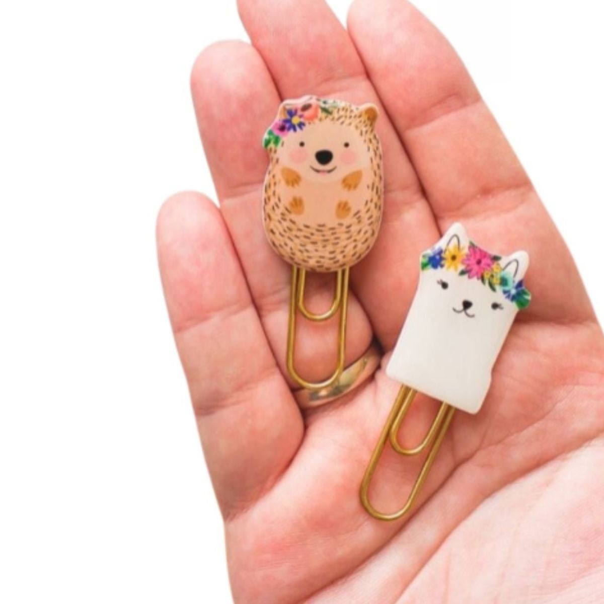 Hey, Hello Clips with Foil / Clips Metálicos Frases y Animales Adornos / Embellishments Pebbles