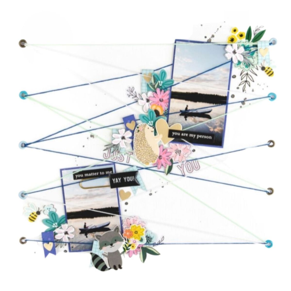 Hey, Hello Clips with Foil / Clips Metálicos Frases y Animales Adornos / Embellishments Pebbles