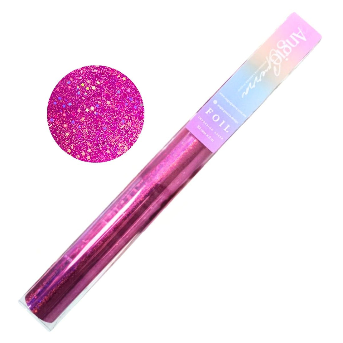 Foil Para Tinta Rosa Glitter Premium Holográfico 3m Foil Reactivo Angie Guerra