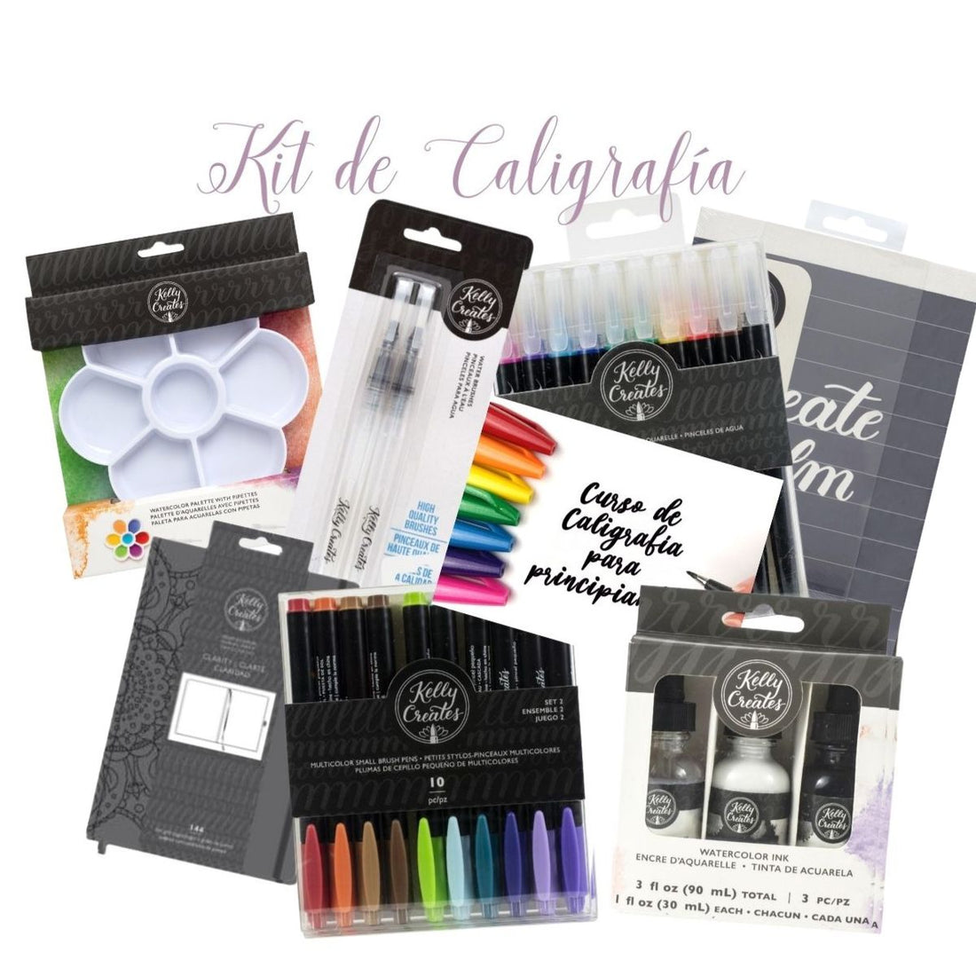 Kit Completo para Caligrafía con Curso Incluido Caligrafía Kelly Creates