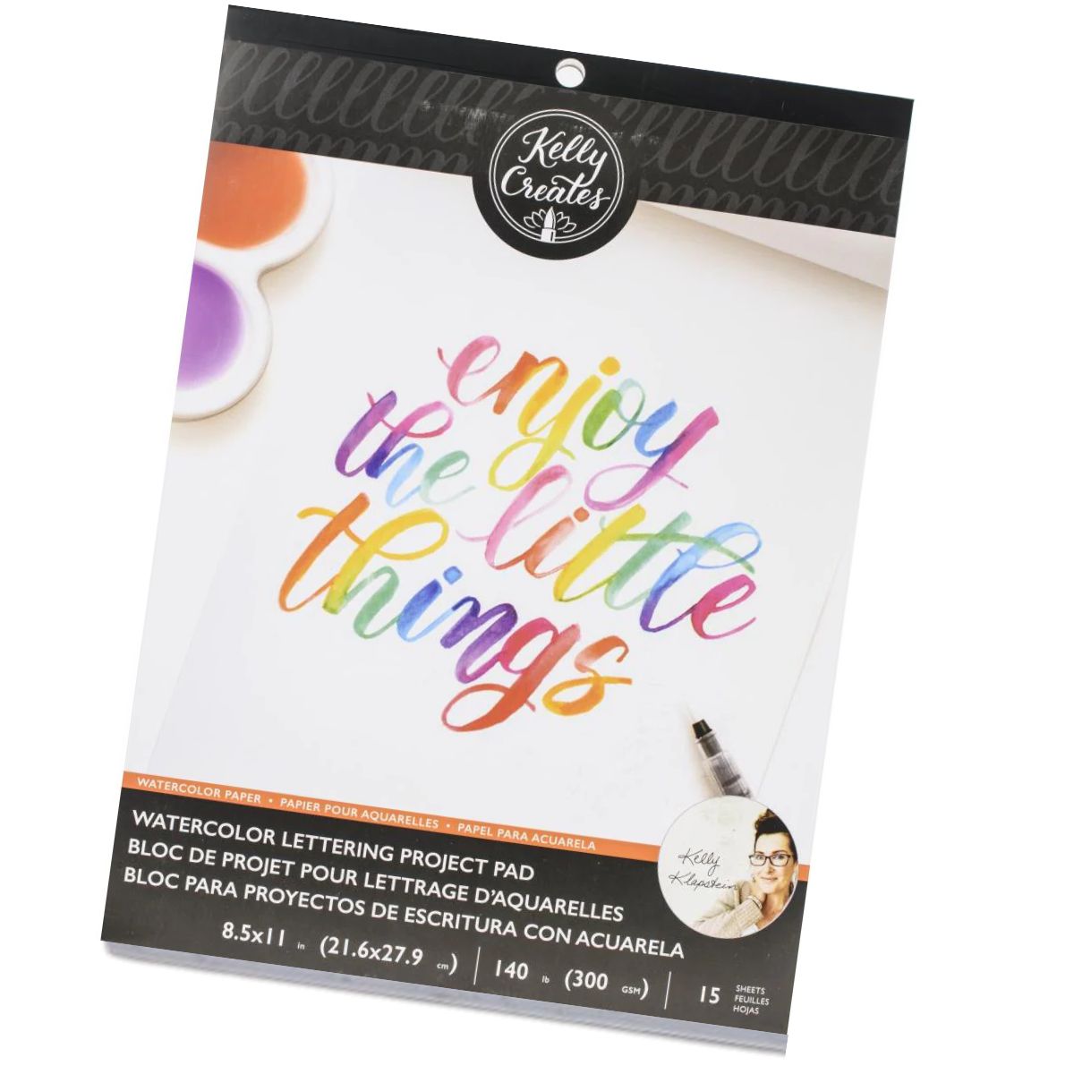 Watercolor Brush Lettering Paper Pad / Cuaderno de Hojas Blancas para Caligrafía con Acuarelas Caligrafía Kelly Creates
