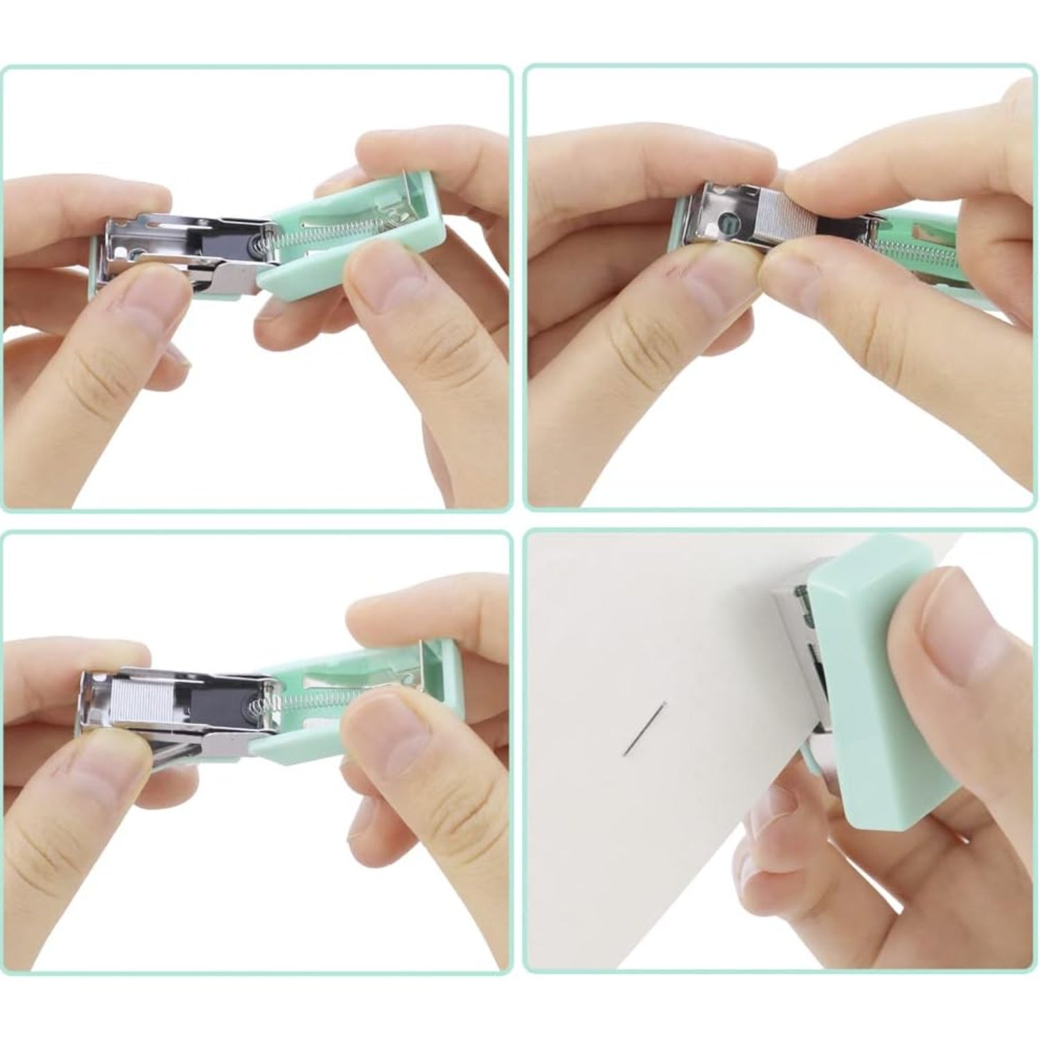 Mini Engrapadora y Clips Color Menta Herramientas Hobbees