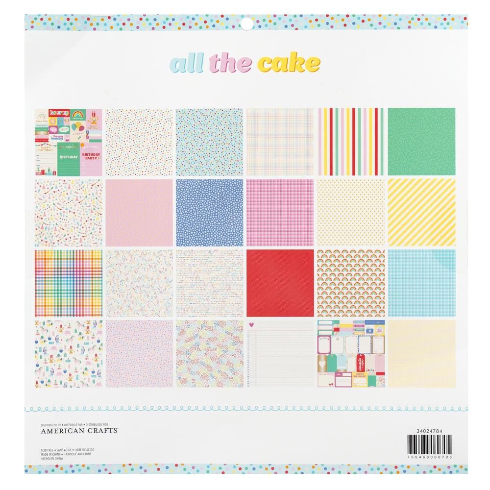 All The Cake Double-Sided Paper Pad 12&quot; / Block de Papel Doble Cara Todo El Pastel Papel Pebbles