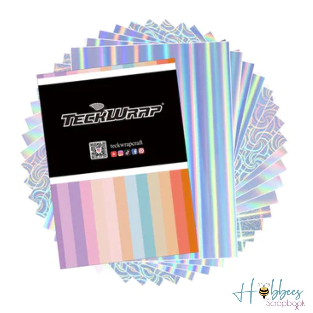 Assorted Holo Inkjet Printable Sticker Vinyl  / 16 Hojas de Vinil Imprimible Holográfico Viniles Teckwrap