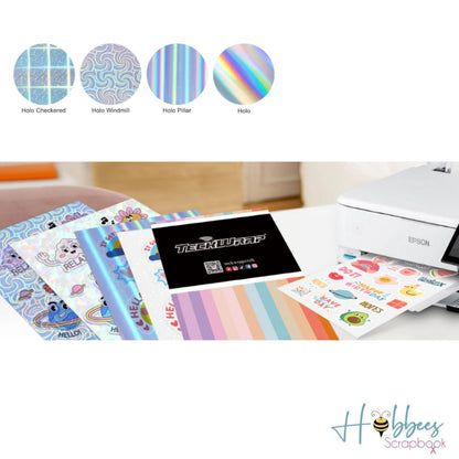 Assorted Holo Inkjet Printable Sticker Vinyl  / 16 Hojas de Vinil Imprimible Holográfico Viniles Teckwrap