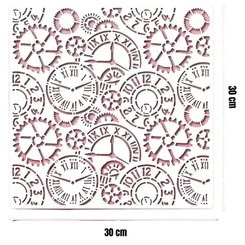 Esténcil de Relojes y Engranes Esténciles / Plantillas Hobbees