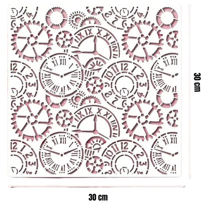 Esténcil de Relojes y Engranes Esténciles / Plantillas Hobbees