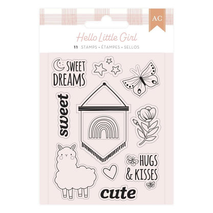 Hello Little Girl Mini Stamp Set / Juego de Mini Sellos Estampas American Crafts