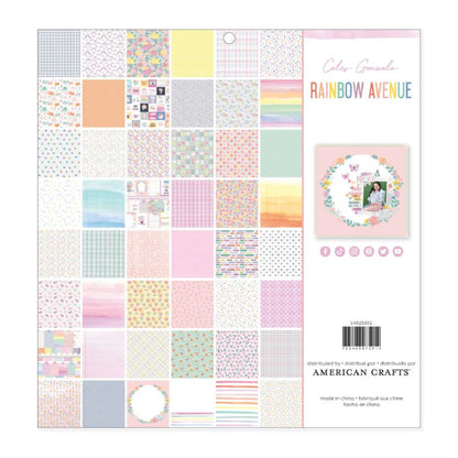 Double-Sided Paper Pad 12" Rainbow Avenue / Block de Papel Doble Cara Papel American Crafts