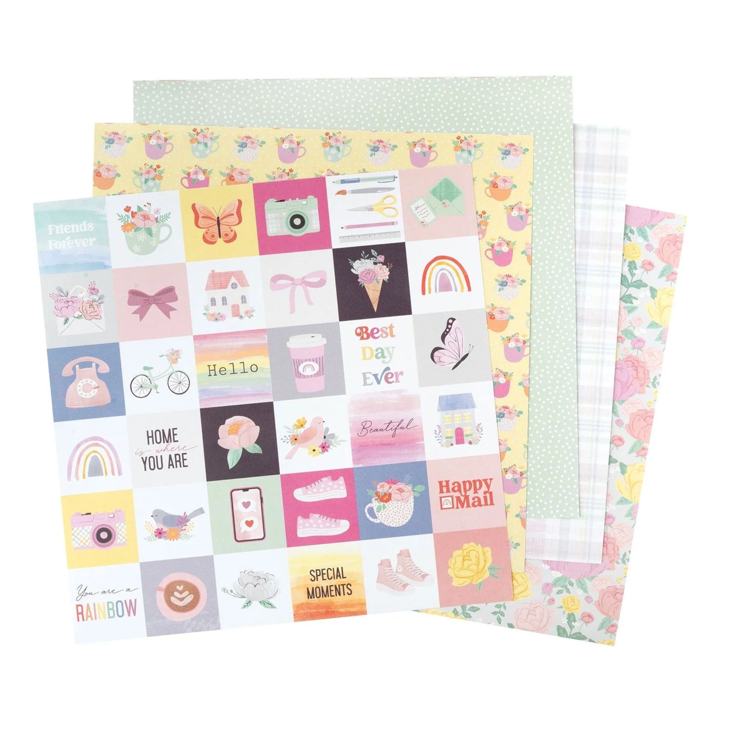 Double-Sided Paper Pad 12" Rainbow Avenue / Block de Papel Doble Cara Papel American Crafts