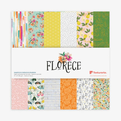 Pad de 12 Hojas doble Vista Florece Papel Texturarte