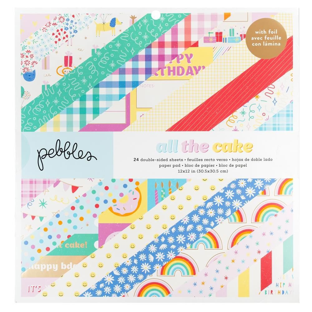 All The Cake Double-Sided Paper Pad 12&quot; / Block de Papel Doble Cara Todo El Pastel Papel Pebbles