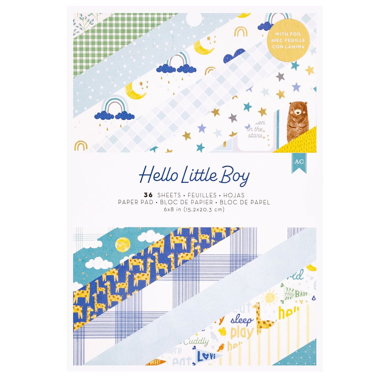 Hello Little Boy Paper Pad 6&quot; / Block Papel Hola Pequeño Papel American Crafts