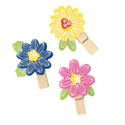 Poppy &amp; Pear Flower Clothespins / Pinzas Decorativas Bea Valint Adornos / Embellishments American Crafts