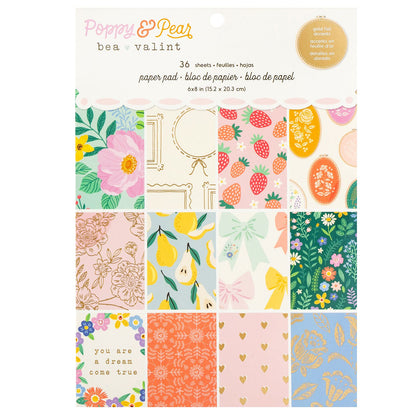 Poppy &amp; Pear Paper Pad 6" / Block de Papel Bea Valint Descontinuado American Crafts