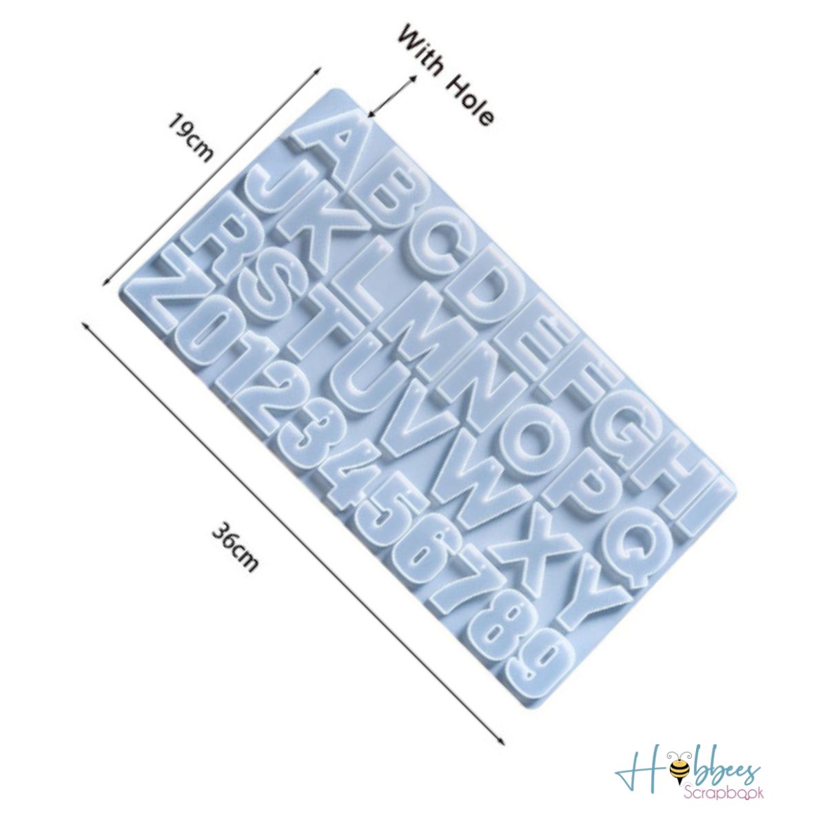 Molde De Silicón Para Resina De Alfabeto Mayúsculas y Números con Agujero Resina Epóxica y Accesorios Hobbees
