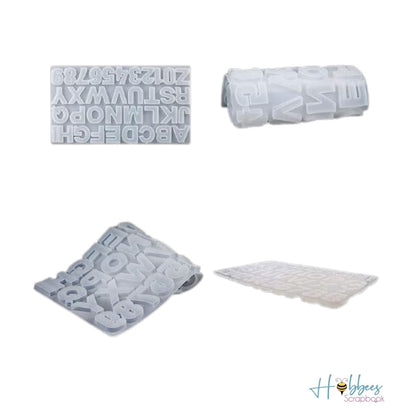 Molde De Silicón Para Resina De Alfabeto Mayúsculas y Números con Agujero Resina Epóxica y Accesorios Hobbees