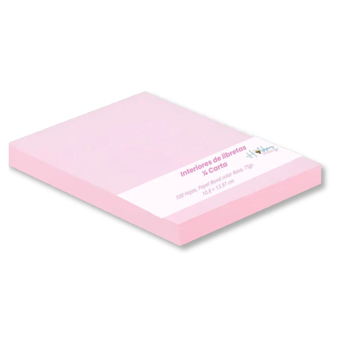Interiores 100 Hojas de Papel color Rosa 75gr. 1/4 Carta Encuadernacion Hobbees