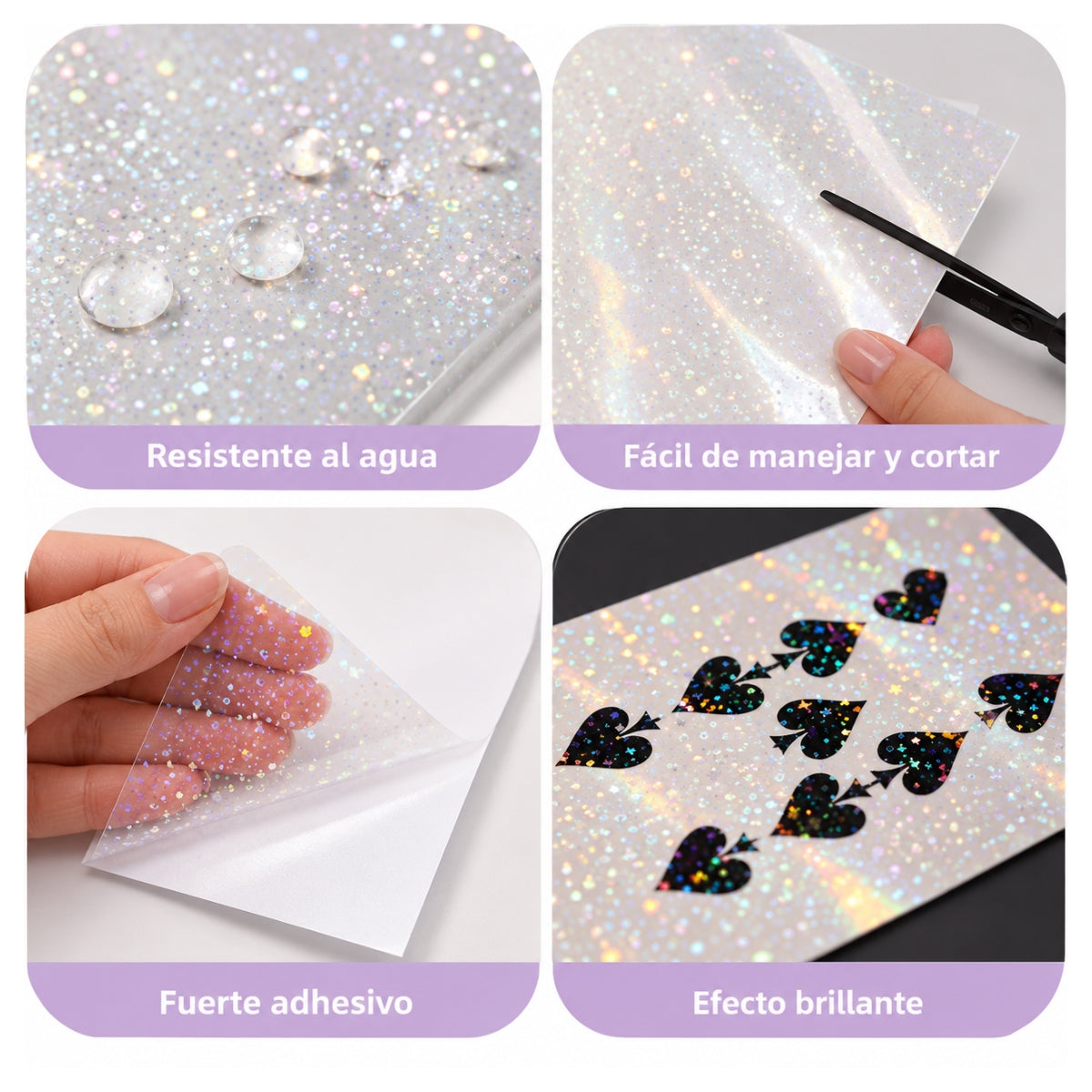Laminate Sheets Rainbow Holographic / 10 Hojas Laminado Autoadhesivo Arcoiris Holo Acetato y Especializados Teckwrap