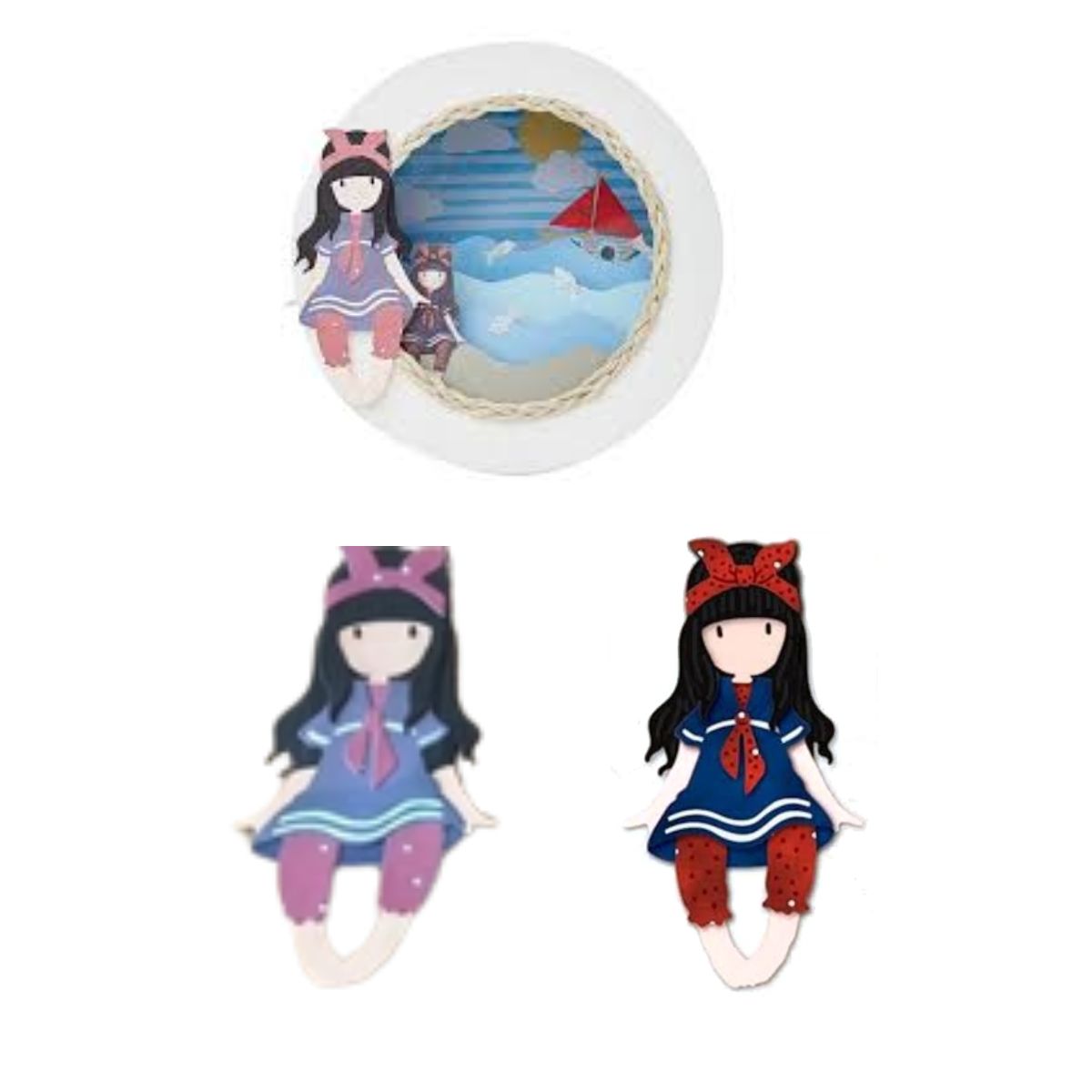 Gorjuss Postal Little Fishes Dies / Suajes de Corte Gorjuss Pescadora Dados de Corte / Suajes / Troqueles DoCrafts