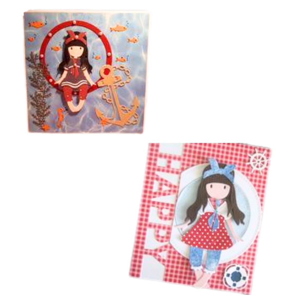 Gorjuss Postal Little Fishes Dies / Suajes de Corte Gorjuss Pescadora Dados de Corte / Suajes / Troqueles DoCrafts