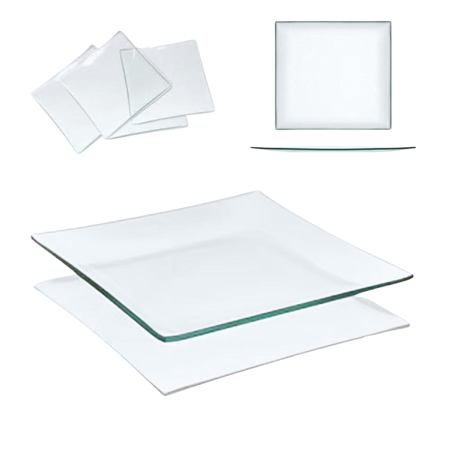 6 Platos de Vidrio Cuadrados Estilo Europeo para Decoupage 20 cm Decoupage Decorakel