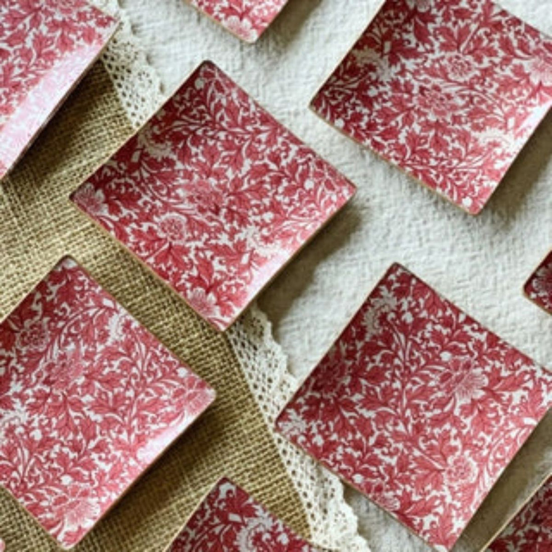 6 Platos de Vidrio Cuadrados Estilo Europeo para Decoupage 30 cm Decoupage Decorakel