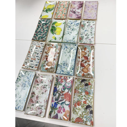 6 Platos de Vidrio Rectangulares Estilo Europeo para Decoupage 16cm Decoupage Decorakel