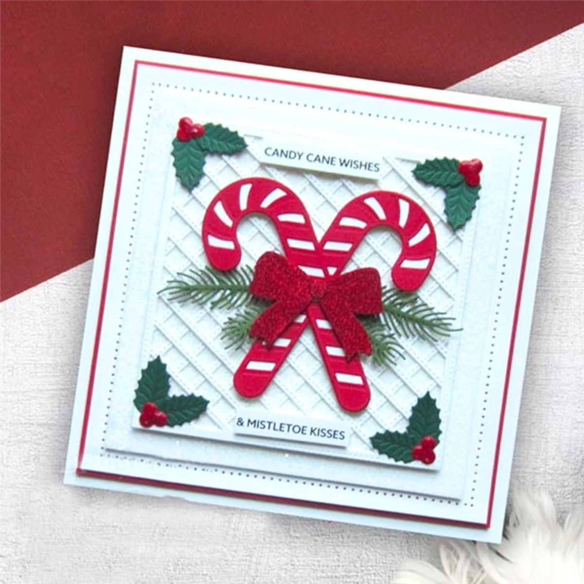 Suajes o Troqueles de Bastones Navideños con Moño y Hojas Dados de Corte / Suajes / Troqueles Hobbees