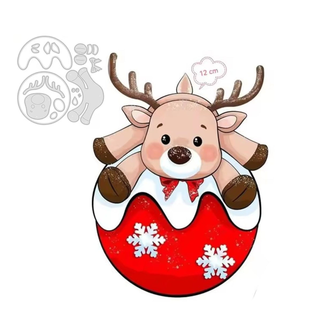 Suajes o Troqueles de Reno Sobre Esfera Navideña Dados de Corte / Suajes / Troqueles Hobbees