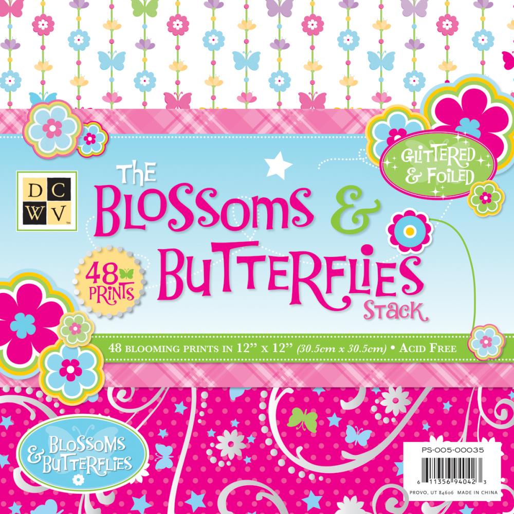 Blossoms &amp; Butterflies Stack 12 x 12 / Block Papel Flores y Mariposas Descontinuado DCWV