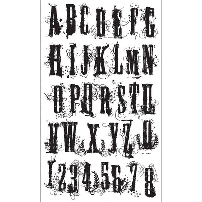 Grudge Alphabet Cling Stamp / Sello de Goma Alfabeto Descontinuado Tim Holtz