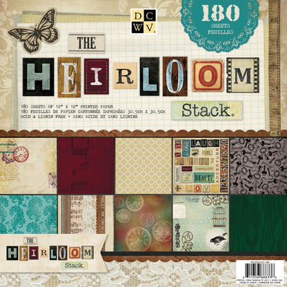 The Heirloom Stack Papers 12" x 12" / Block de Papel Herencia 180 Hojas Descontinuado DCWV