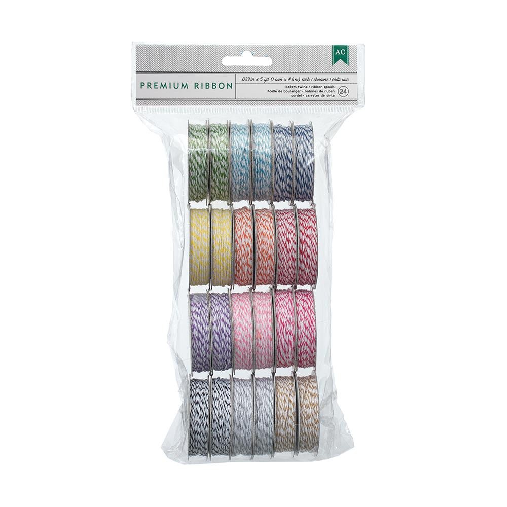 Bakers Twine Ribbon Spools  /  24 Carretes de Hilo Listones e Hilos American Crafts