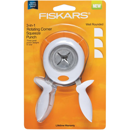 3 In 1 Rotating Corner Squeeze Punch / Perforadora Redondeadora de 3 Esquinas Descontinuado Fiskars