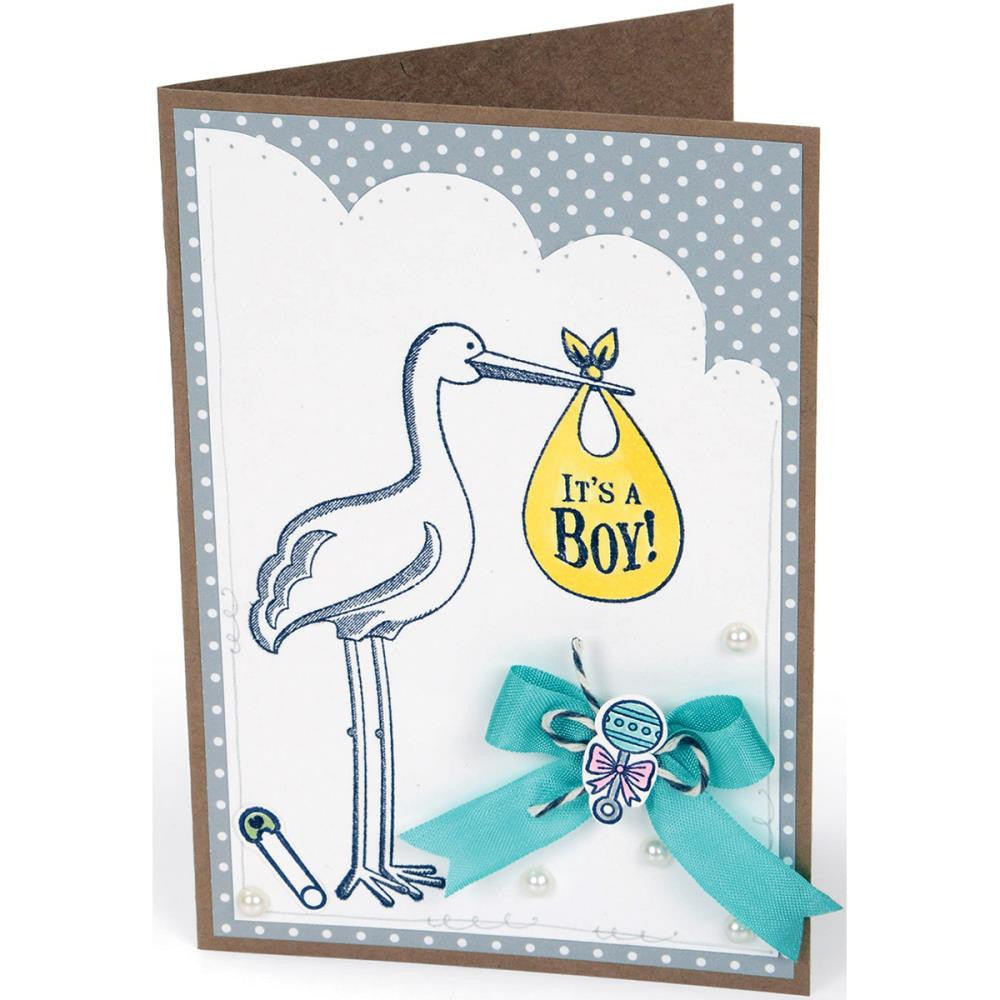 Sizzix Clear Stamps Stork Announcements /  Sellos de Bebé descontinuado Sizzix
