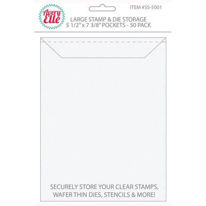 Stamp and Die Storage Pockets 50 Pk / Bolsas Para Organizar Sellos y Suajes Almacenamiento y Organización Avery Elle