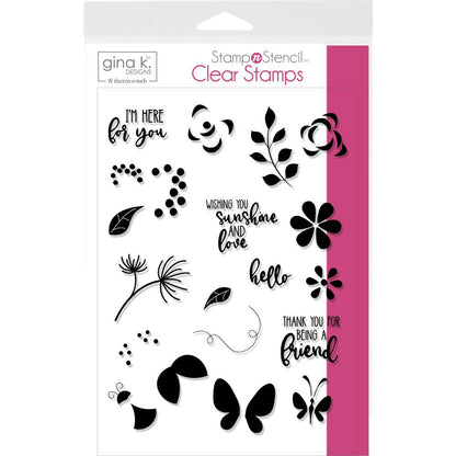 Gina K Designs Stamp Set Petals &amp; Wings / Sellos Pétalos y Alas Sellos Gina K Designs