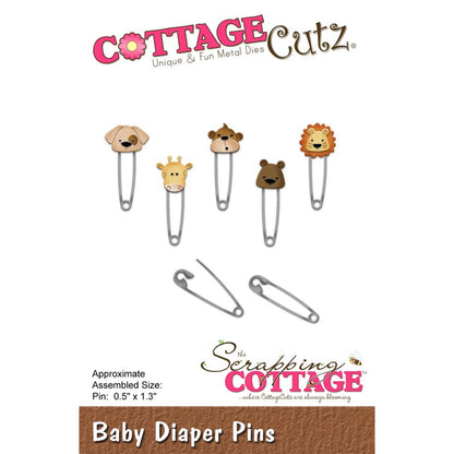 Baby Diaper Pins Die /  Suaje de Seguritos de Bebé Descontinuado Cottage Cutz