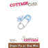 Diaper Pin w/ Bow Mini Die /  Suaje de Seguro de Bebé Descontinuado Cottage Cutz