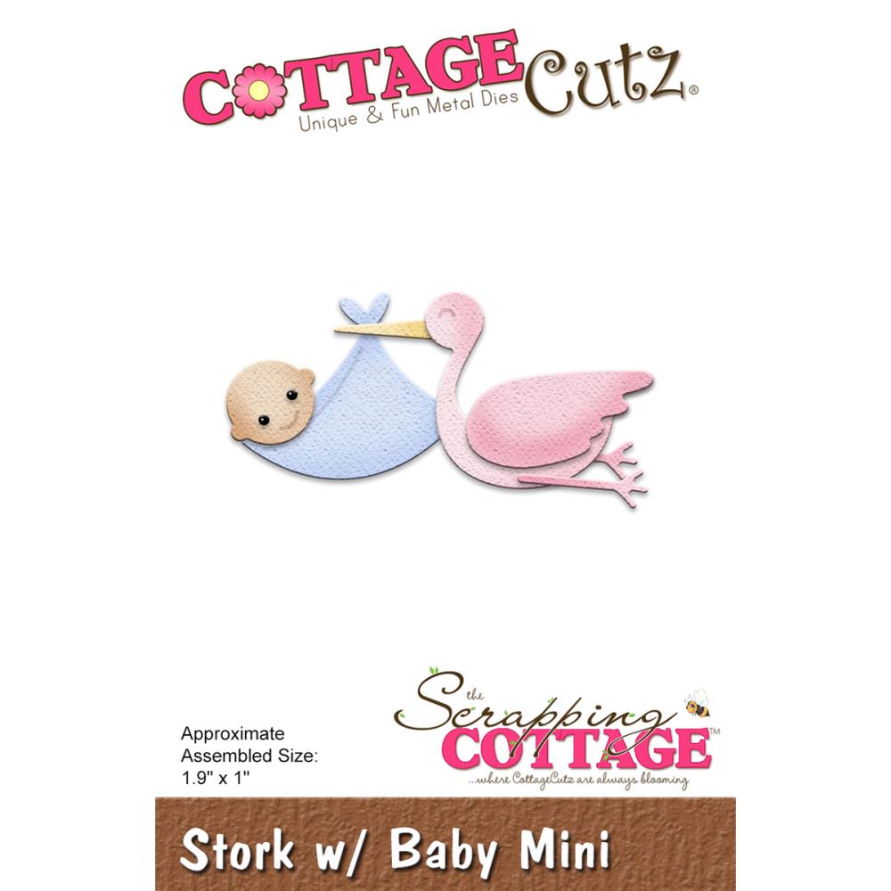 Stork w/ Baby Mini Die /  Suaje de Cigueña con Bebé Descontinuado Cottage Cutz